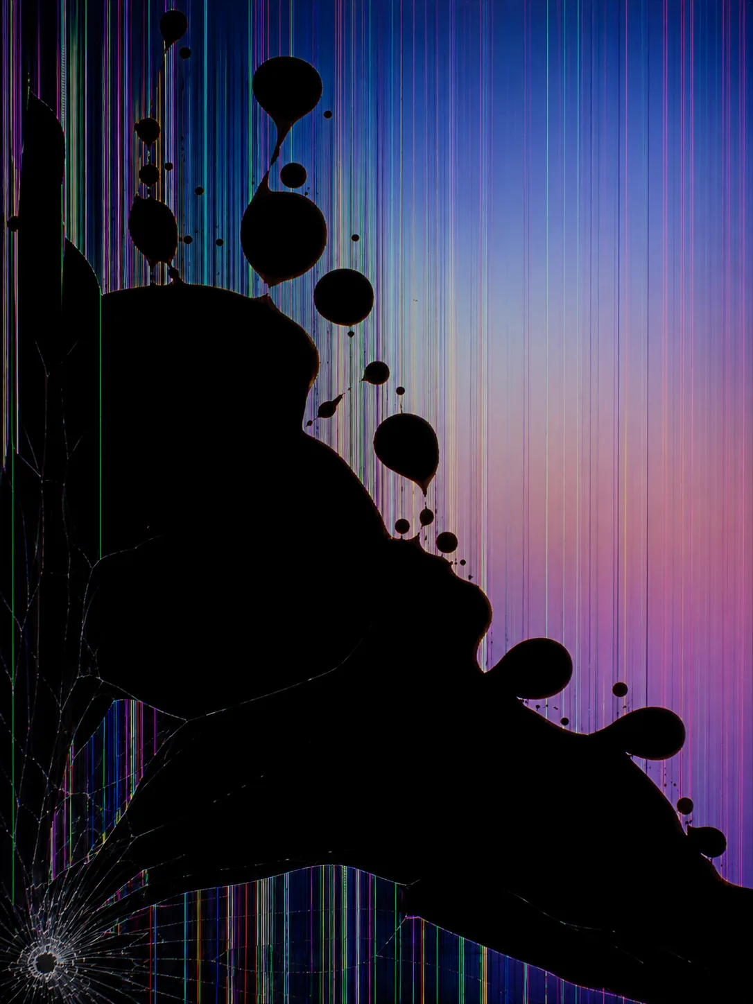 Broken iPad screen ink blot prank