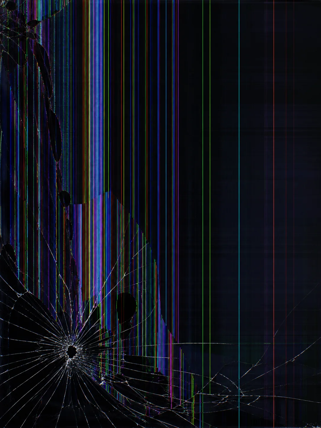 Cracked iPad screen prank with colour lines